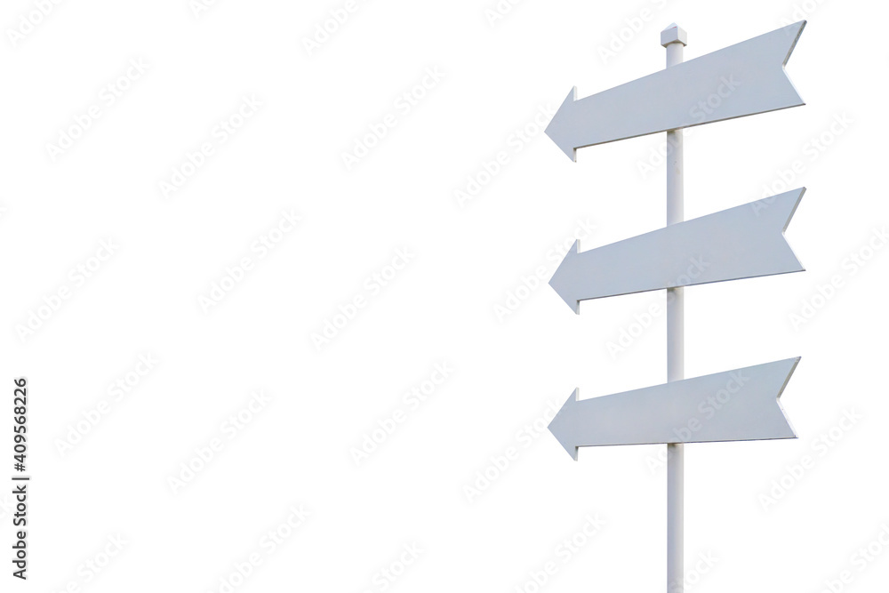 White painted wooden sign with an arrow pointing out White painted wooden sign with an arrow pointing out
