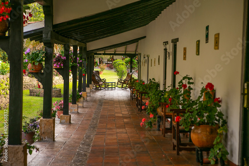 The Courtyard of a house in Villa De Leiva Town in Colombia © faruk