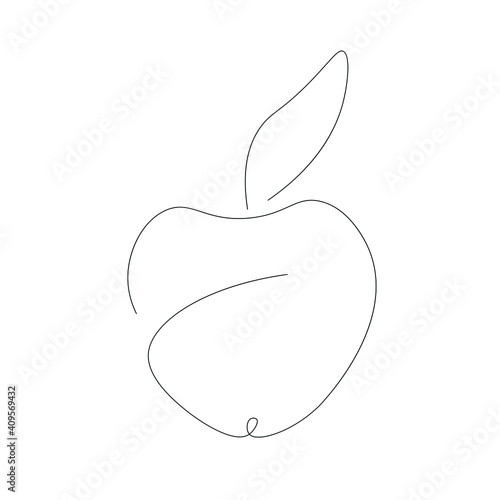 Apple icon on white background one line drawing  vector illustration