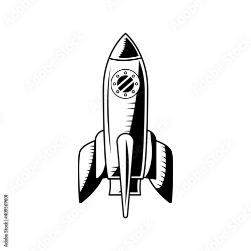 space rocket drawn isolated icon
