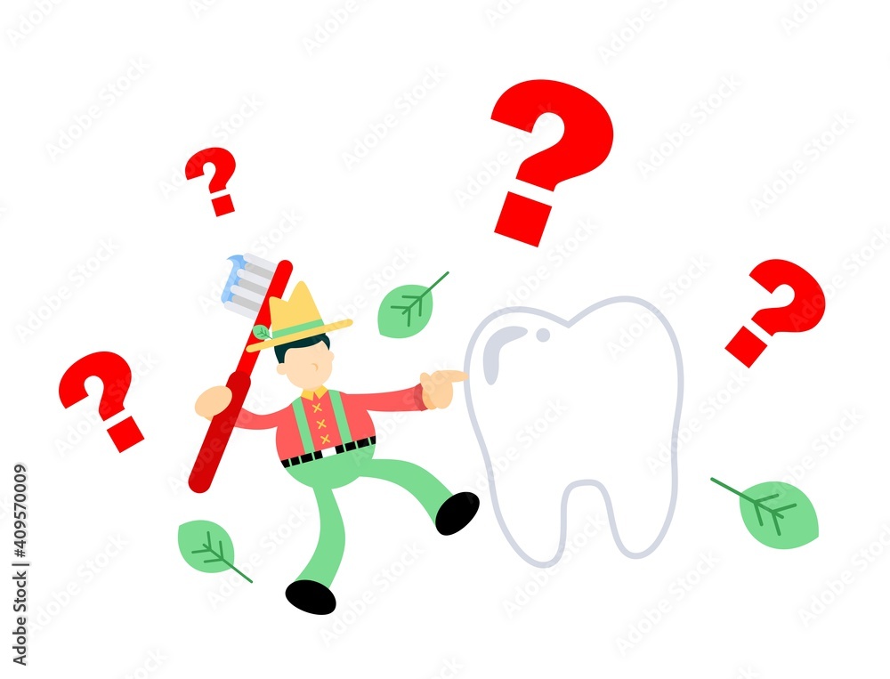 farmer man agriculture and dental care cartoon doodle flat design style vector illustration