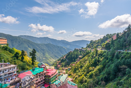 Beautiful panoramic cityscape of Sanjauli suburb of Shimla city, Shimla is the state capital of Himachal Pradesh located amidst Himalayas of India.