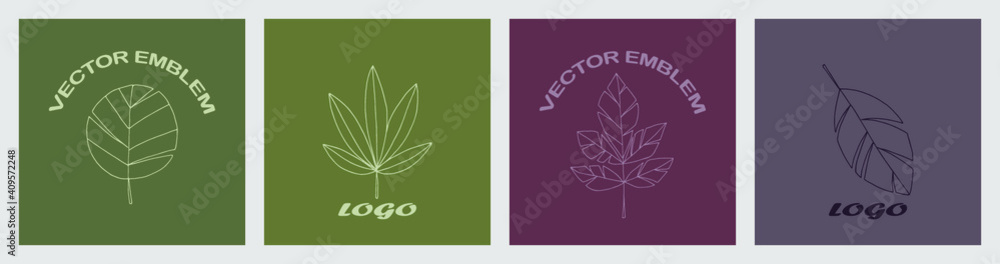 Vector logo templates. Square creative backgrounds in a minimalist linear style