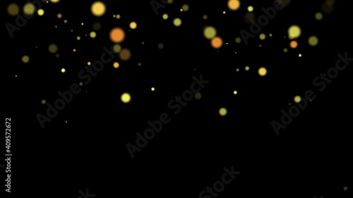 Yellow bokeh over black background, computer illustration graphic background concept