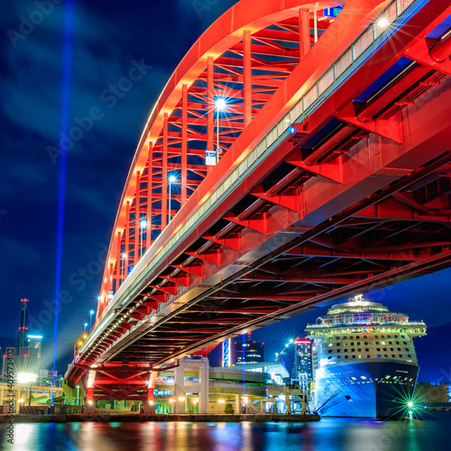 City Nightscape in Kobe Japan