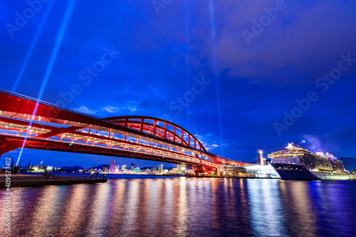 City Nightscape in Kobe Japan
