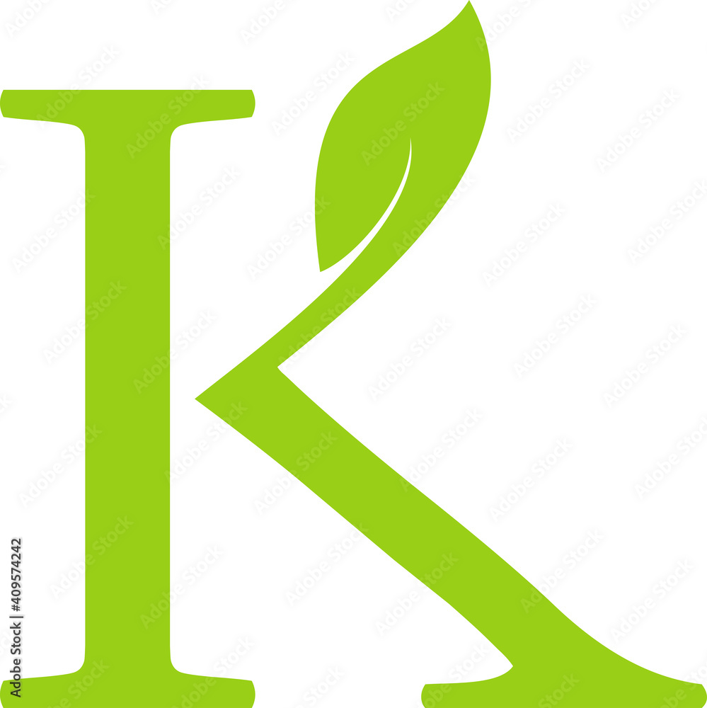 design logo combine leaf and letter K design logo combine leaf and letter K