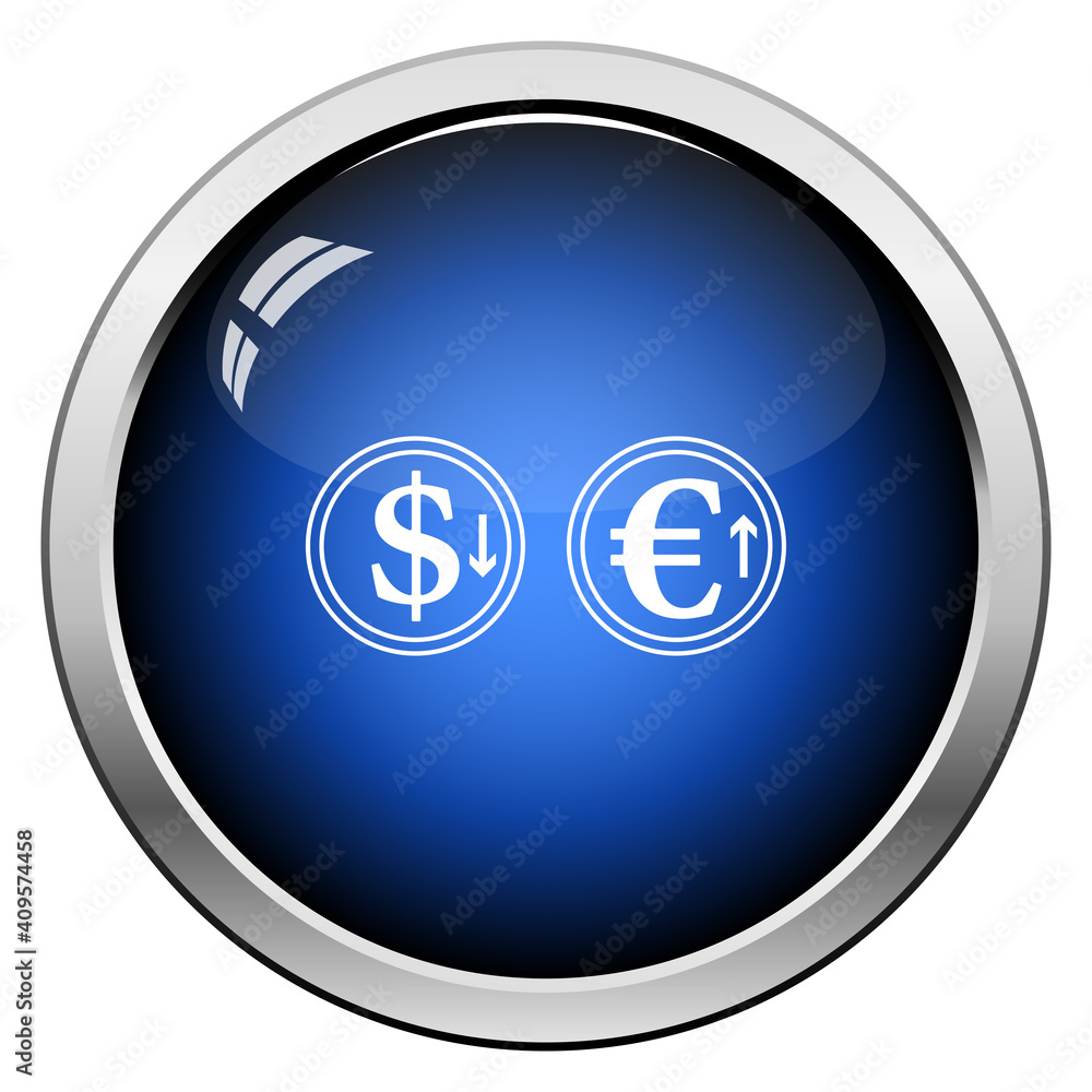 Falling Dollar And Growth Up Euro Coins Icon Falling Dollar And Growth Up Euro Coins Icon