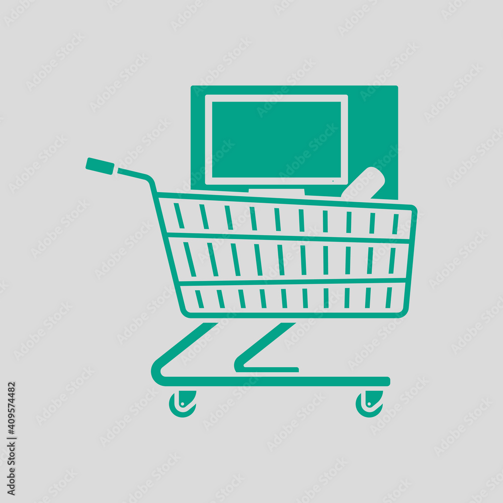 Shopping Cart With PC Icon Shopping Cart With PC Icon