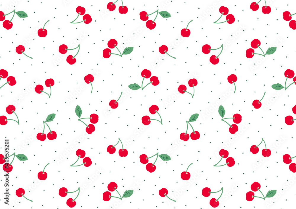 2wayさくらんぼのパターン-白