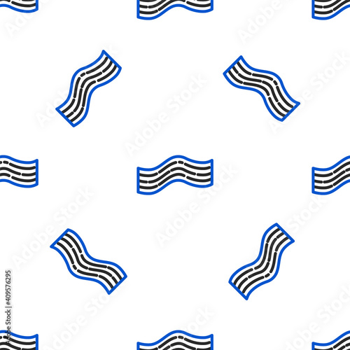 Line Bacon stripe icon isolated seamless pattern on white background. Colorful outline concept. Vector.