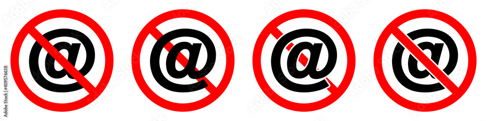Email ban icon. Email is prohibited. Stop email icon. Email ban icon. Email is prohibited. Stop email icon.