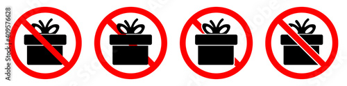 No gift icon. Gift box with ban icon. Gift box is prohibited. Vector illustration.