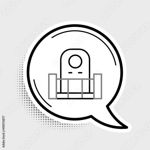Line Grave with tombstone icon isolated on grey background. Colorful outline concept. Vector.