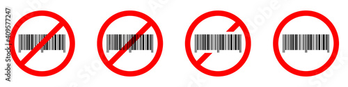 Barcode ban icon. Barcode is prohibited. Stop barcode icon. Vector illustration.