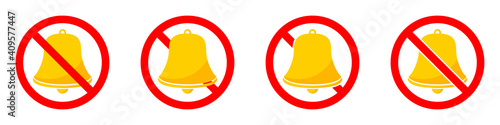 Bells is prohibited. No bells icon. Stop bells icon. Vector illustration.