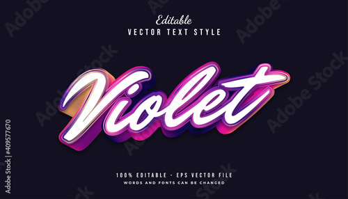 Violet Text Style Effect with Colorful Gradient Composition. Editable Text Style Effect