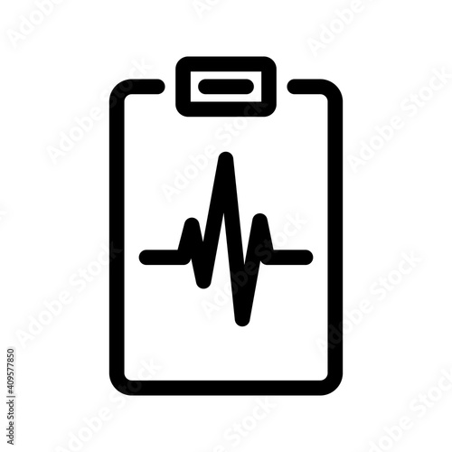 Clipboard with heartbeat icon. Medical test icon. Medical report icon