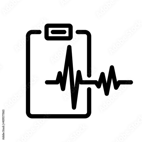 Clipboard with heartbeat icon. Medical test icon. Medical report icon