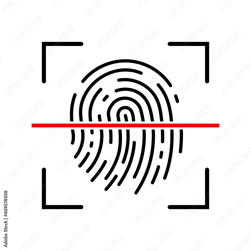 Fingerprint recognition concept. Fingerprint icon. Black thumbprint icon. Fingerprint recognition concept. Fingerprint icon. Black thumbprint icon.