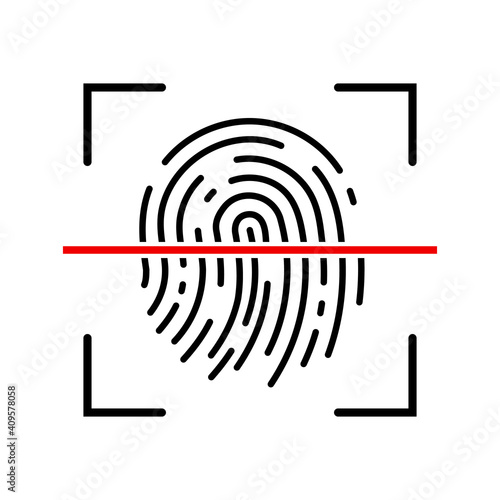 Fingerprint recognition concept. Fingerprint icon. Black thumbprint icon.