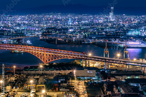 City Nightscape in Osaka Japan