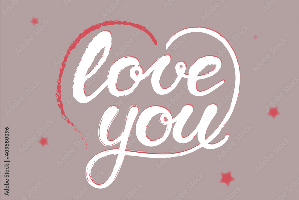 Lettering LOVE YOU. For themes like Mother's Day, Valentine's Day, holidays. 