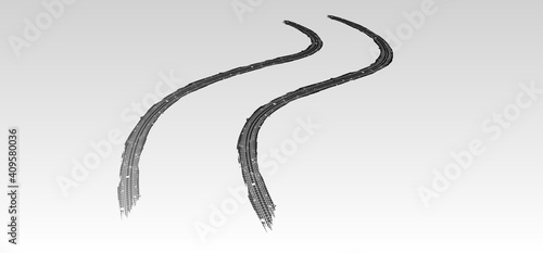 Vector illustration. Tire tracks in persective, grunge.
