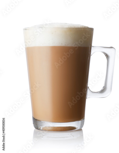 cappuccino in cup isolated on white