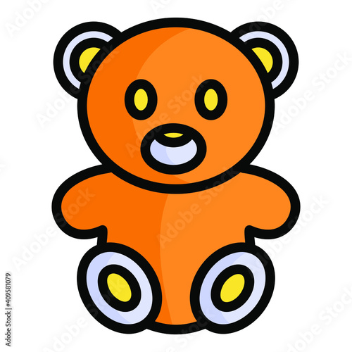 Fototapeta Naklejka Na Ścianę i Meble -  teddy bear, toy color outline icon collection for valentine day.