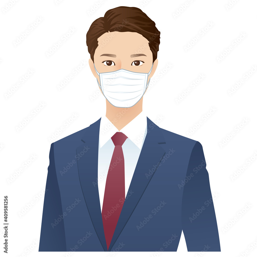 マスクをした若い男性 ビジネスマン マスクをした若い男性 ビジネスマン