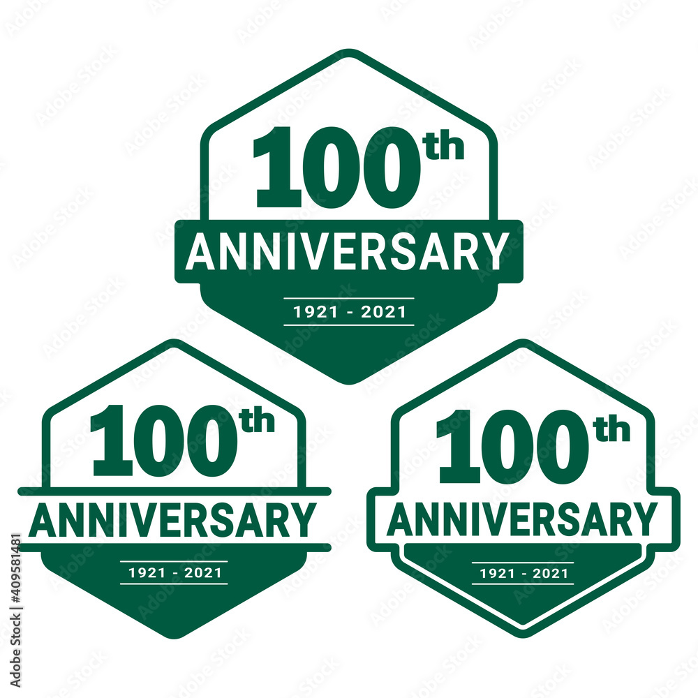 100 years anniversary celebration logotype. 100th anniversary logo collection. Set of anniversary design template. Vector and illustration. 