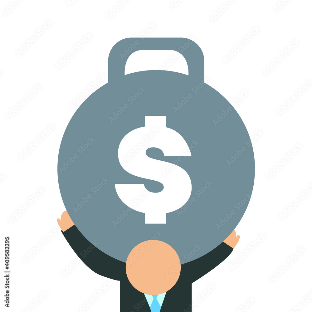 white collar worker shouldered the burden of company money, flat vector illustration art white collar worker shouldered the burden of company money, flat vector illustration art