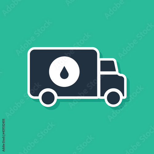 Blue Plumber service car icon isolated on green background. Vector.