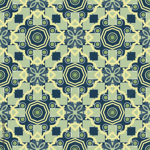 Seamless ceramic tile with colorful Geometric pattern in turkish style.