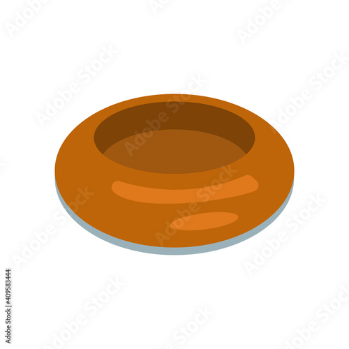 clay barrel icon, furnace crucible, flat vector illustration