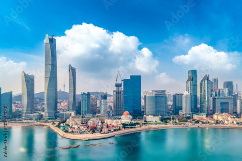 Wallpaper Mural A panoramic aerial view of the architectural landscape and skyline of Qingdao Fushan Bay Torontodigital.ca
