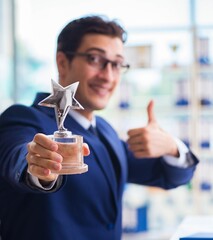 Businessman winning best employee of the month award