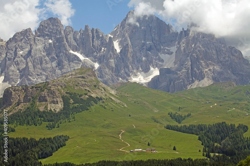 Pala group in the Dolomites, a mountain range in northeastern Italy