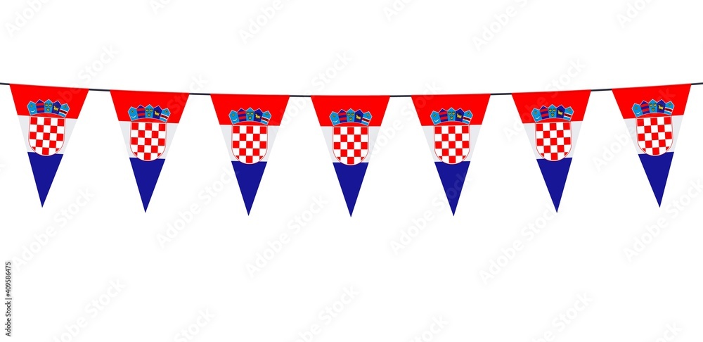 Obraz premium Garland banner in the colors of Croatia on a white background 