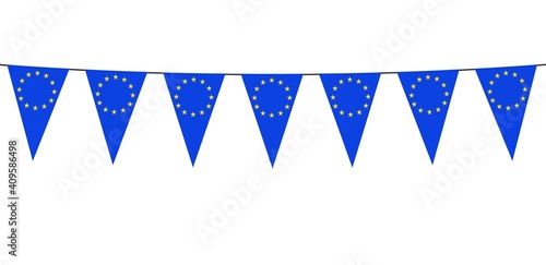 Garland banner in the colors of Europe on a white background 