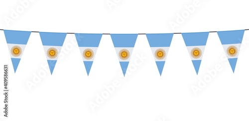 Garland banner in the colors of Argentina on a white background 