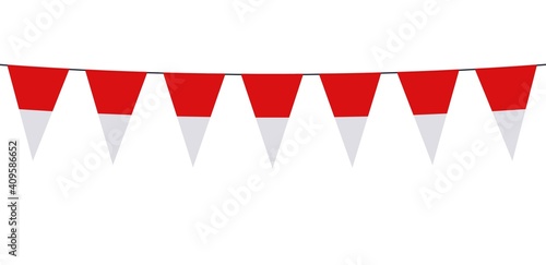 Garland banner in the colors of Indonesia on a white background 