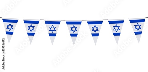 Garland banner in the colors of Israel on a white background 