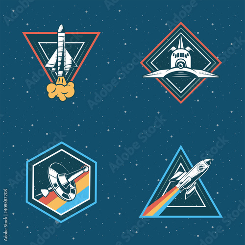bundle of four space patches set icons