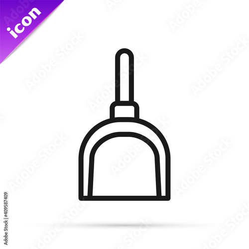 Black line Dustpan icon isolated on white background. Cleaning scoop services. Vector.