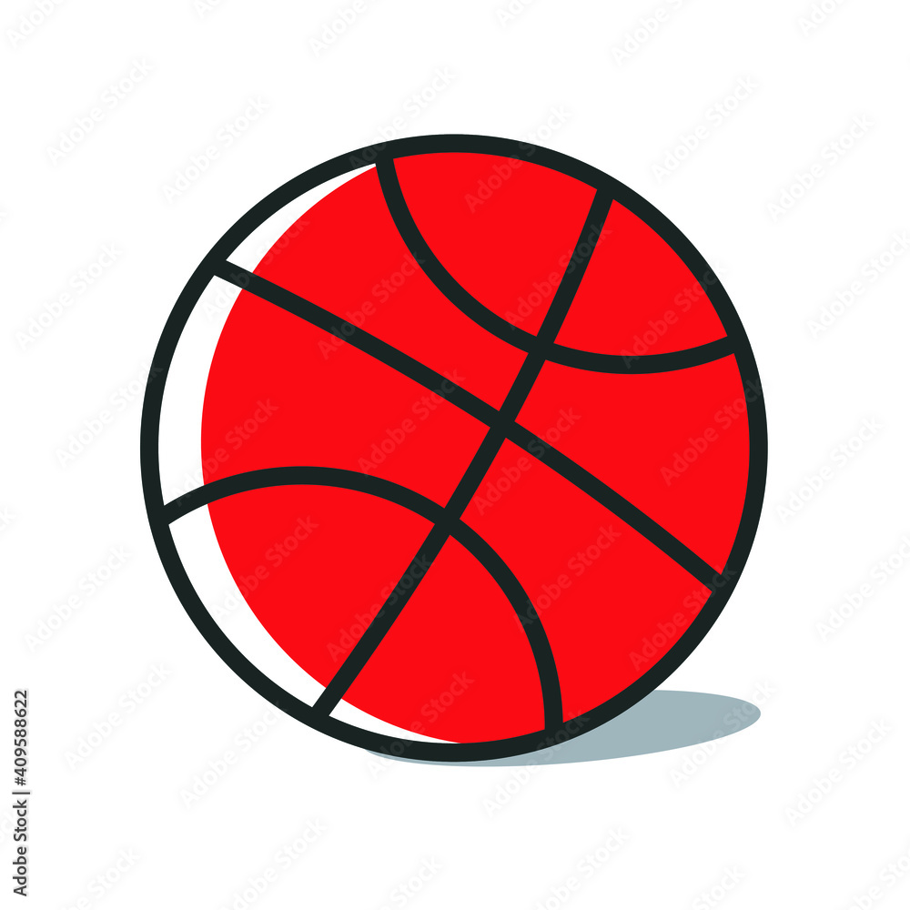 Fototapeta bright colored basketball icon, flat vector illustration