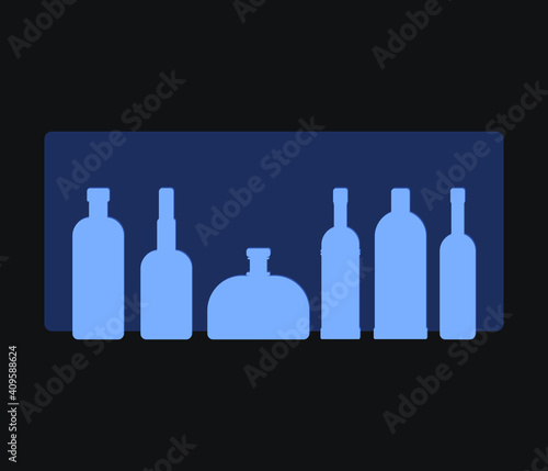 set of alcoholic drinks bottles, vodka bottles, for graphic and web design, isolated logos for bars, grocery stores