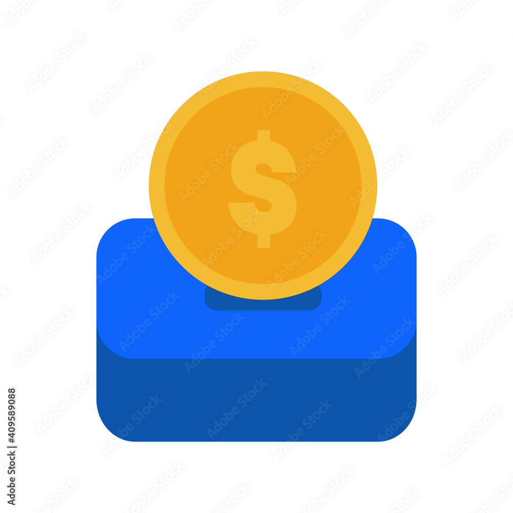 coins in the piggy bank or charity box, flat vector illustration coins in the piggy bank or charity box, flat vector illustration