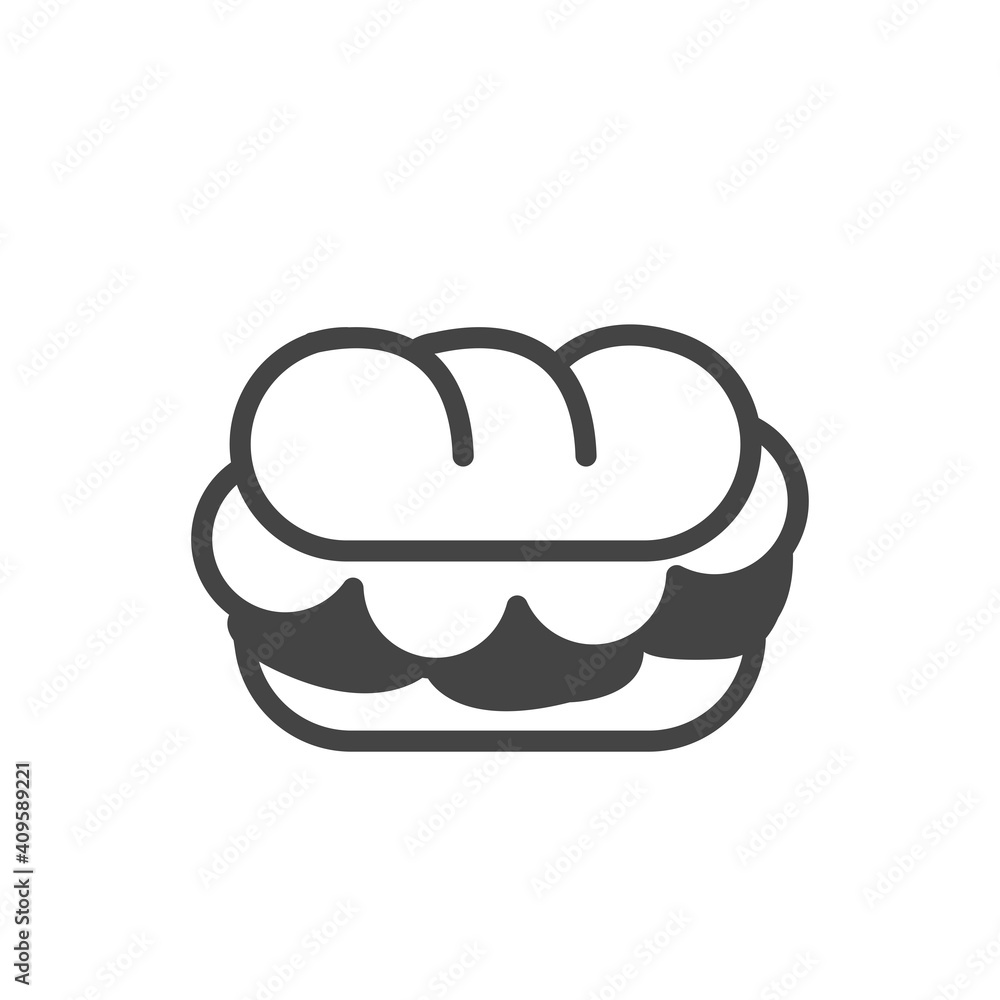 Sandwich in cartoon icon. Fast food concept. Modern outline on white background Sandwich in cartoon icon. Fast food concept. Modern outline on white background